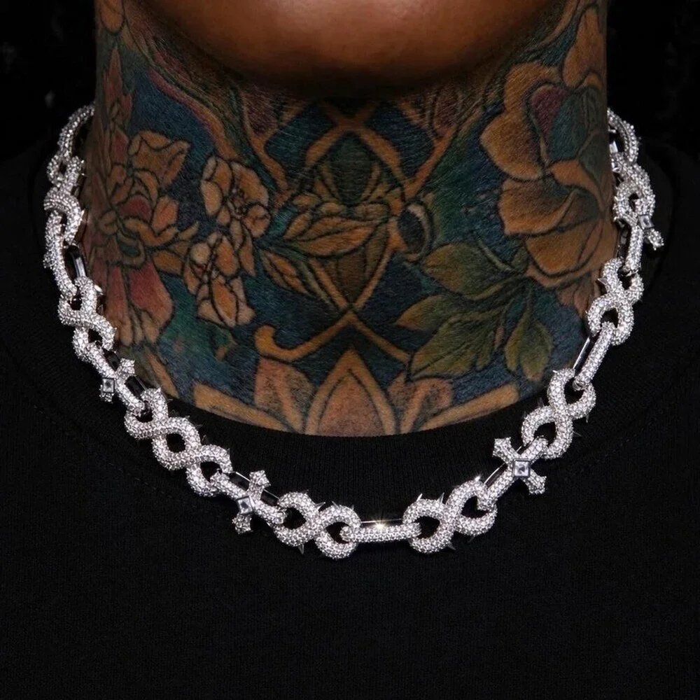 Silver Chain Necklace With Cross 20inch